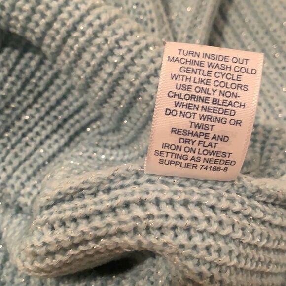 Long Sleeve Pullover Sweater Pale Blue with Metallic Sz L - Picture 11 of 12